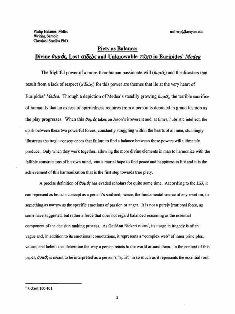 Medea element of human passion medea summary